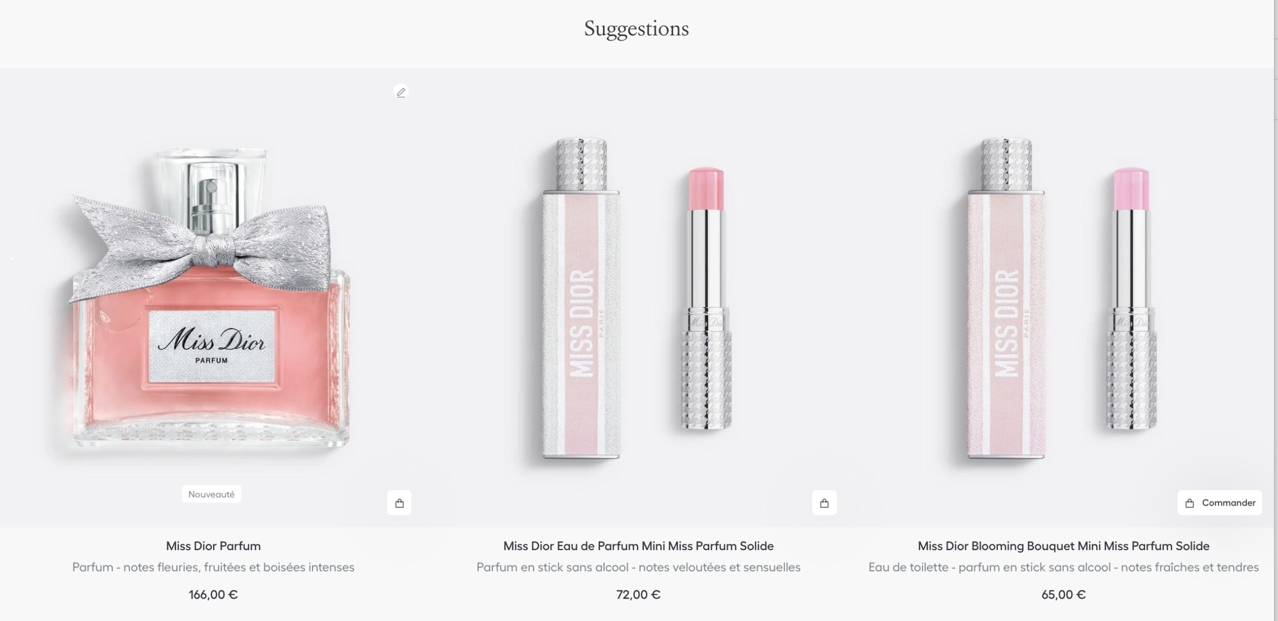 carte produit site dior