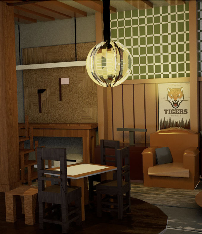 Ma création en 3D de la cave de Mike