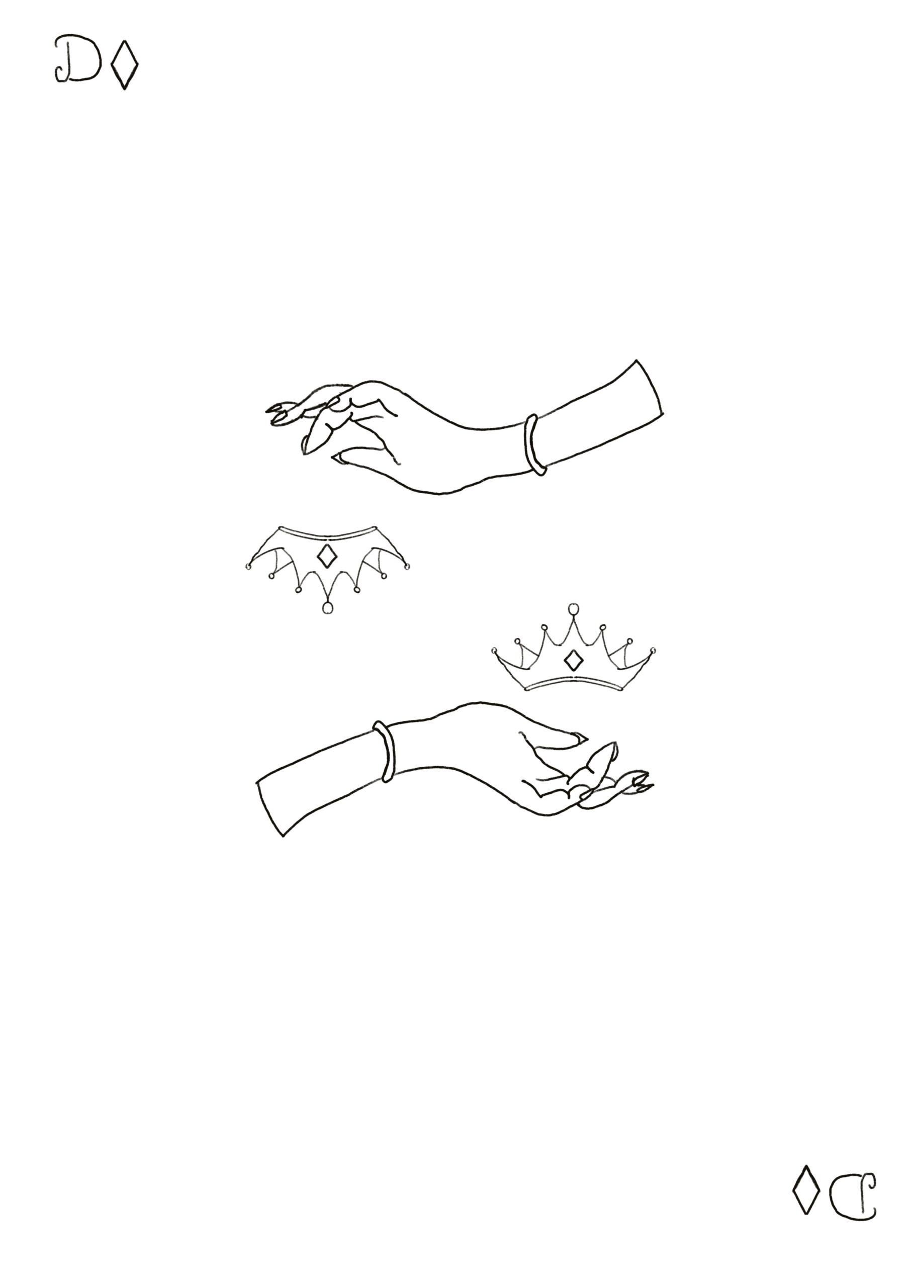 main de femme avec une couronne au dessus de chaque main
